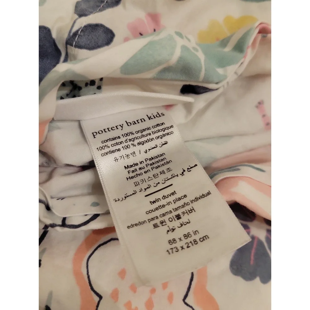 Pottery Barn Kids Sashas Garden Twin Duvet Organic Cotton Whimsical Animals